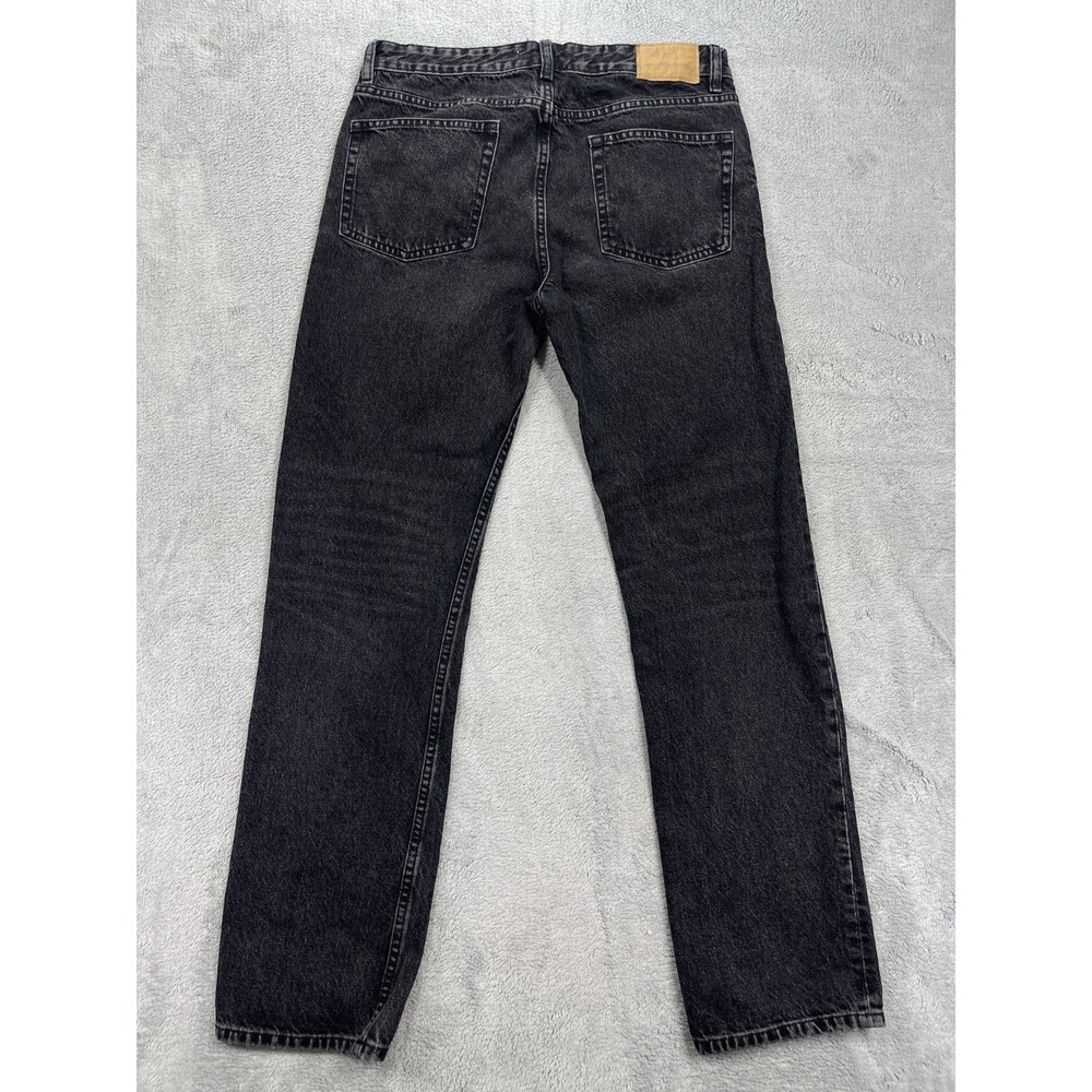 Zara Jeans Men 32 Black Straight Leg Denim Pants Faded Wash 100% Cotton - Picture 2 of 14